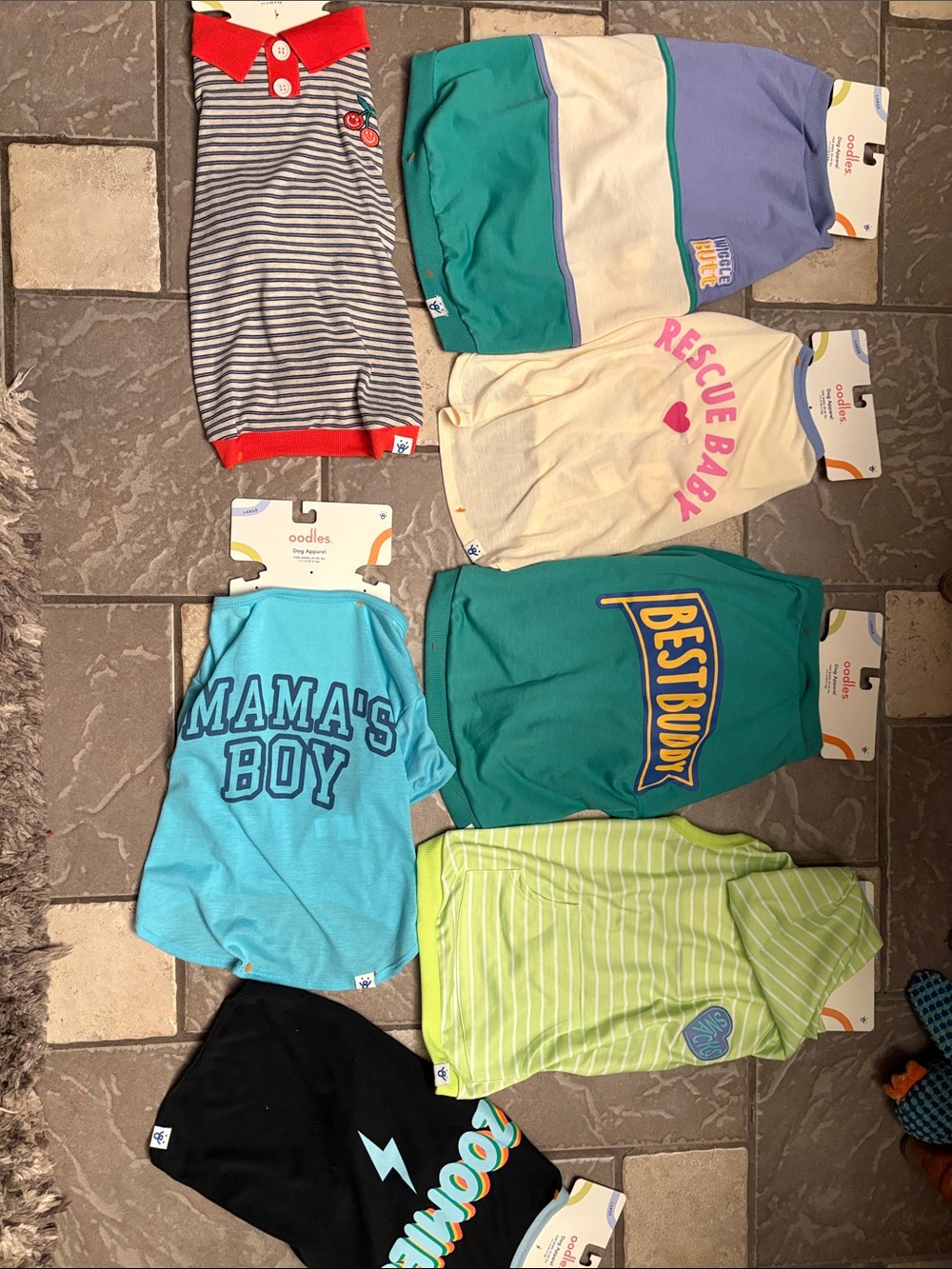 New Lot 7 dog clothes, dog shirts, size large 25-45lbs